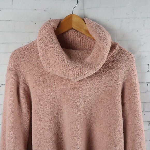 KAISLEY PINK LONG SLEEVE COWL NECK CROP SWEATER SIZE MEDIUM - Picture 4 of 8